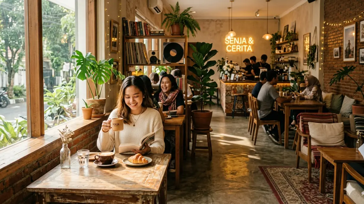 Ilustrasi Cafe estetik dan berkelas di Pekanbaru. (Foto: Gemini AI)