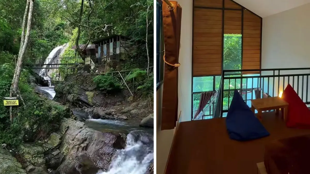 Staycation kabin dekat dua curug di Curug Aren Sentul, Bogor. (Foto: Instagram @enjoybogor)
