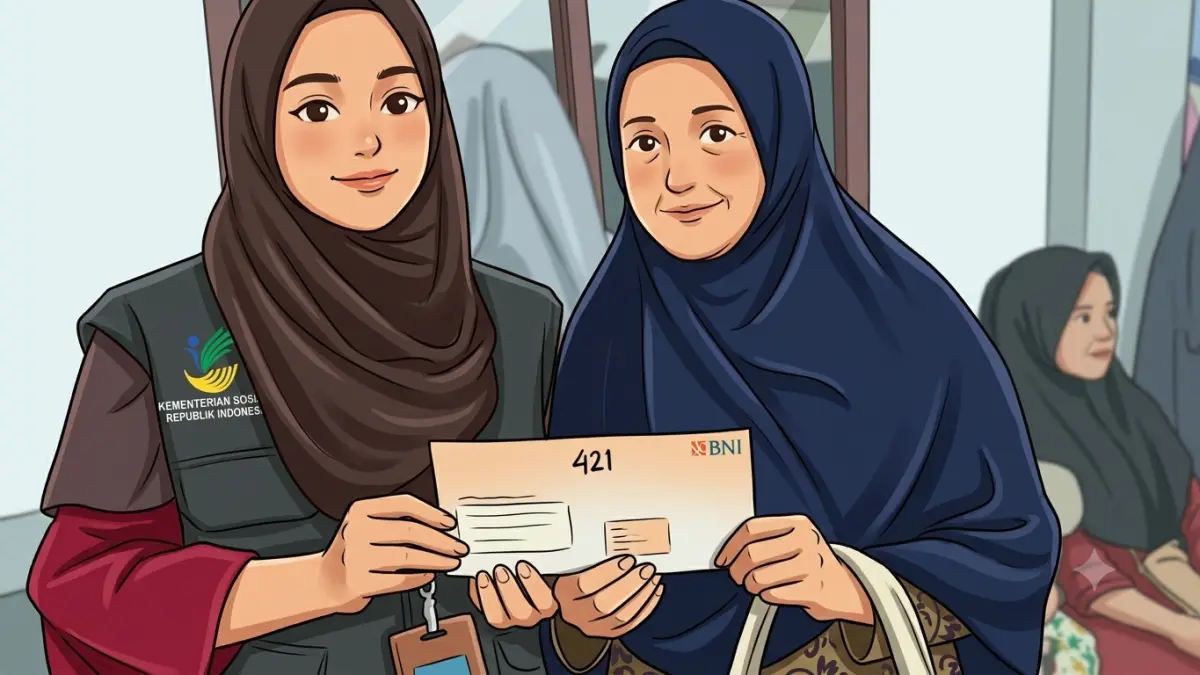 Ilustrasi penyaluran bansos ke KPM. (Foto: Instagram @pkhbogorkab diolah oleh Gemini AI)