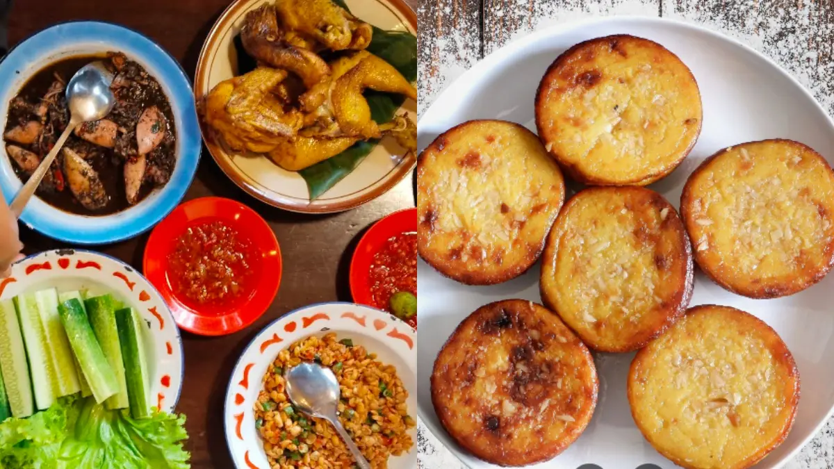 Makanan di Sego Sambel Cak UUT (kiri) Salah satu kue di lumpur arab legenda (kanan). (Foto: Google Maps)