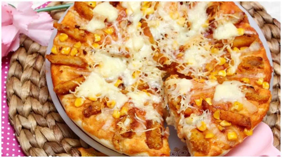Ilustrasi hidangan Pizza Nugget Mozarella.