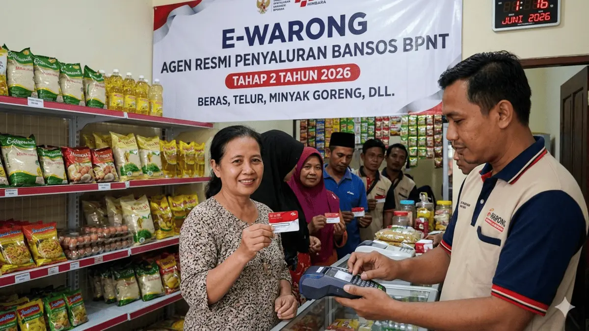 Ilustrasi pencairan bansos BPNT tahap dua tahun 2026. (Foto: Gemini AI)
