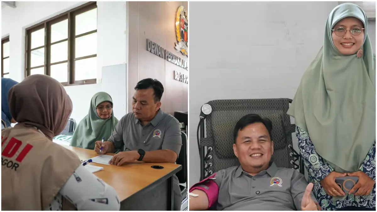 Ketua DPRD Kota Bogor Adityawarman Adil mengikuti kegiatan donor darah. (Dok. Humas DPRD Kota Bogor)