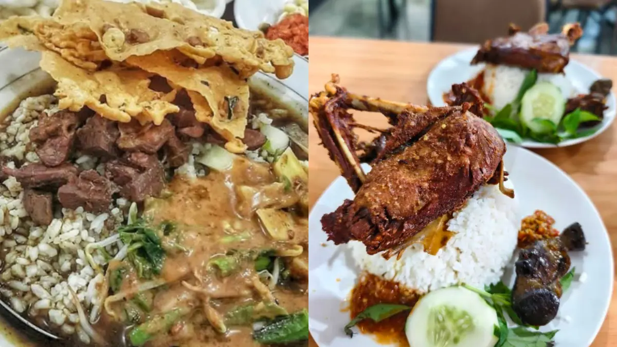 Nasi Pecel Rawon Pucang (kiri) Depot bebek H. Wachid Hasyim (kanan)