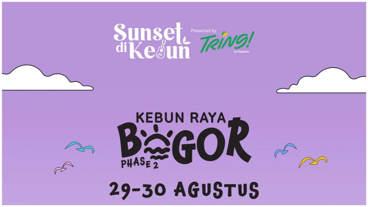 Poster pengumuman Sunset di Kebun Bogor Phase 2 yang akan digelar di Kebun Raya Bogor pada 29–30 Agustus 2026. (Foto: Instagram resmi @sunsetdikebun)