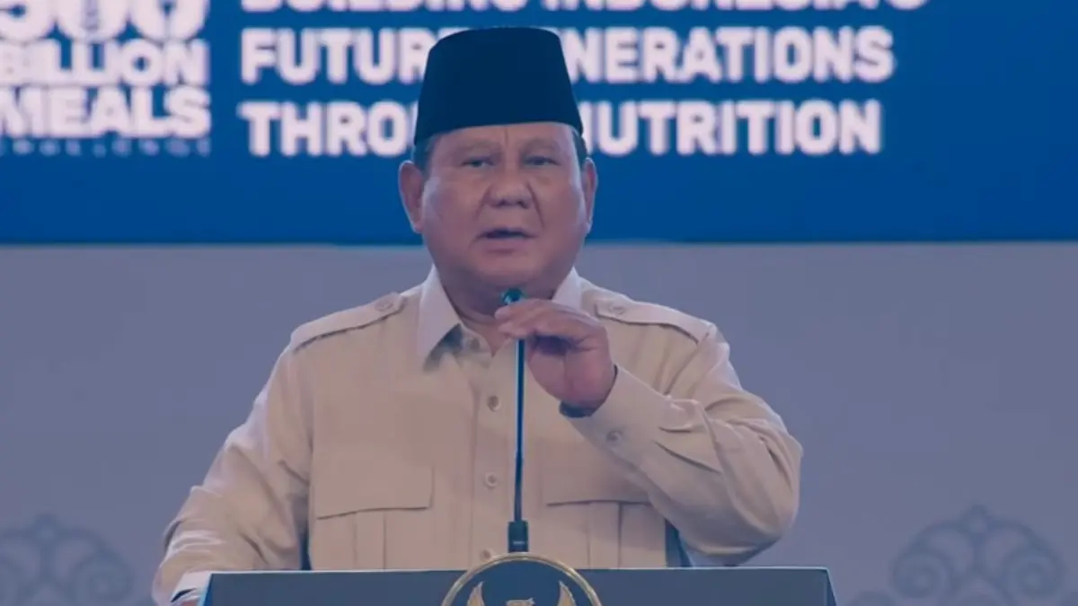 Presiden Prabowo Subianto pada acara konsolidasi program di SICC Bogor, Rabu 3 Juni 2026.