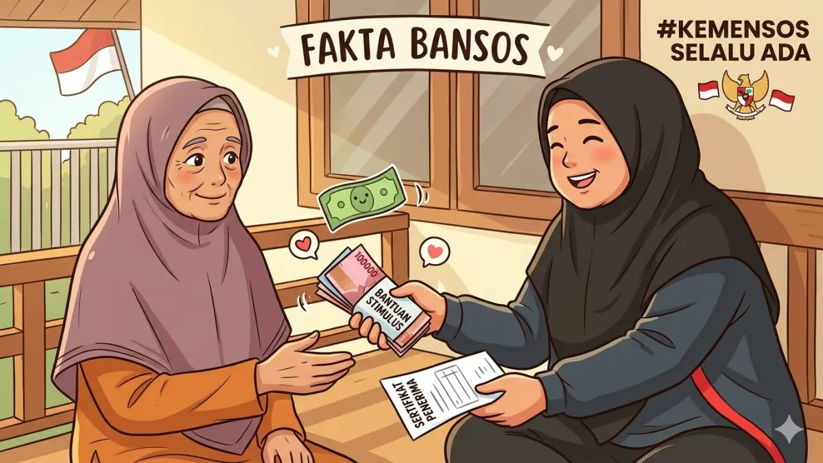 Ilustrasi fakta bansos pencairan diterima KPM. (Foto: YouTube Kemensos RI/Diolah oleh Gemini AI)
