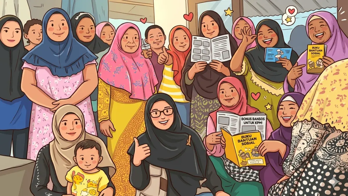 Ilustrasi pencairan bansos KPM pemegang KKS. Foto: Instagram @pkhbogorkab/Diolah oleh Gemini AI
