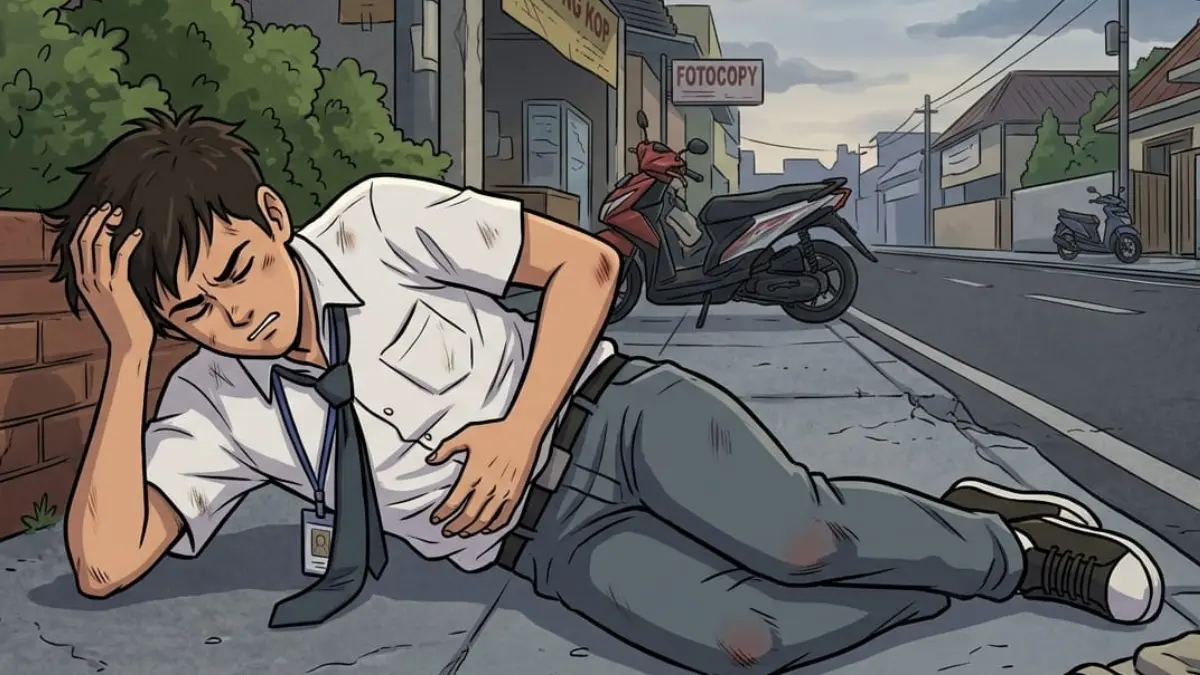 Ilustrasi: Siswa SMA menjadi korban pemukulan. (Diolah oleh AI)