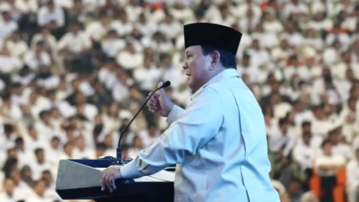 Presiden RI Prabowo Subianto saat menyampaikan pidato pada Konsolidasi Nasional Program MBG yang digelar Badan Gizi Nasional (BGN) di SICC, Kabupaten Bogor, Rabu, 3 Juni 2026. (Dok. Bakom RI)