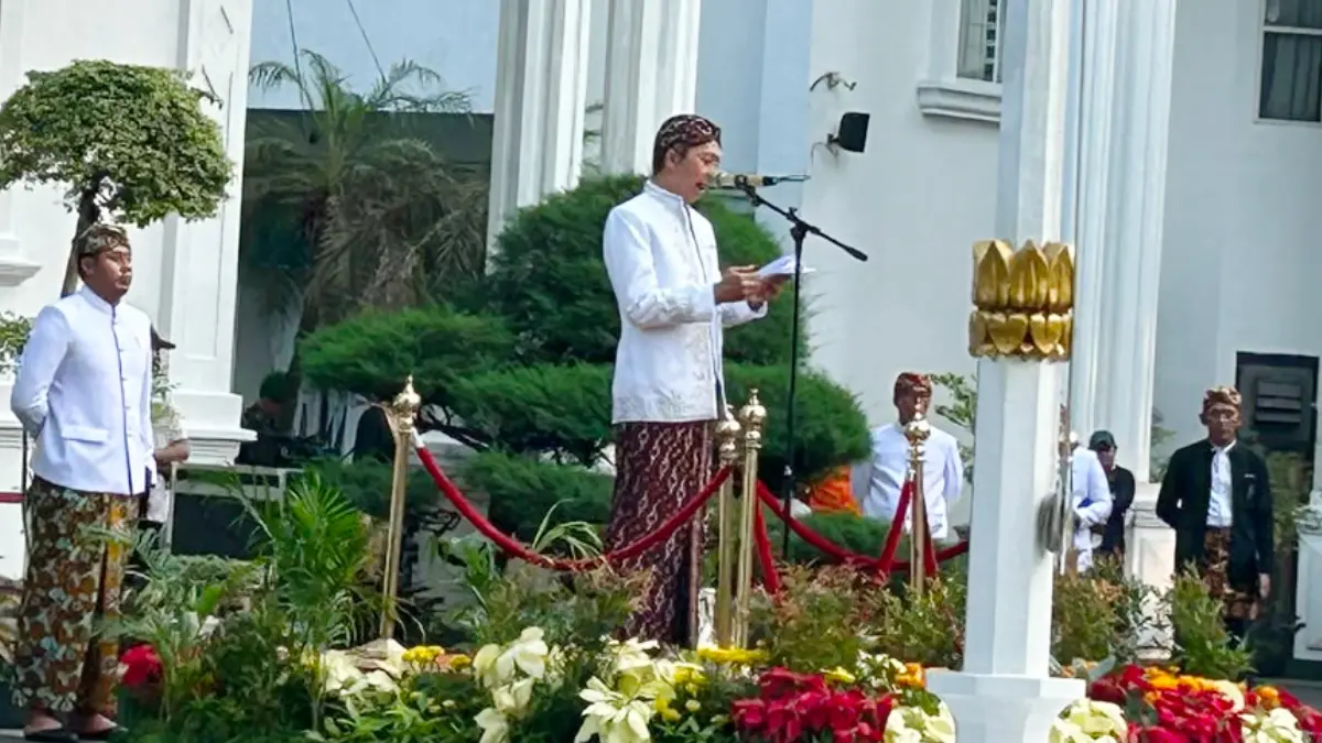 Wali Kota Bogor Dedie A Rachim saat menyampaikan pidato pada HJB ke-544. (Fauzan/Radar Bogor) 