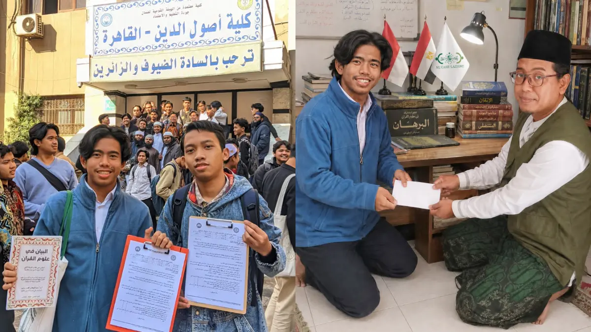 LAZISNU PCNU Kota Bogor menyalurkan beasiswa kepada mahasiswa Indonesia yang menempuh studi di Universitas Al-Azhar Kairo, Mesir. (Dok. PCNU Kota Bogor)