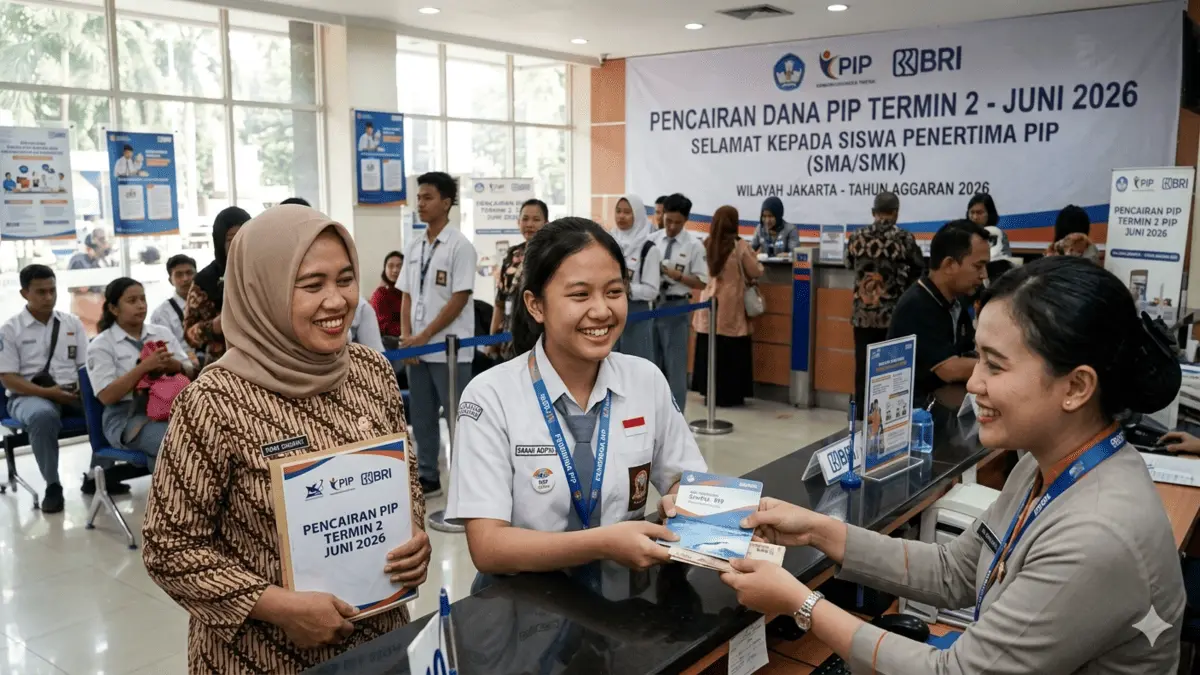 Ilustrasi pencairan bantuan PIP termin dua bulan Juni 2026. (Foto: Gemini AI)