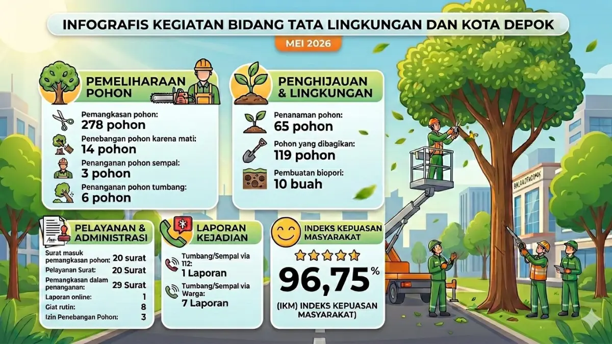 Ilustrasi penebangan pohon di Kota Depok. Foto: Kabid TLK DLHK Kota Depok for Radar Bogor