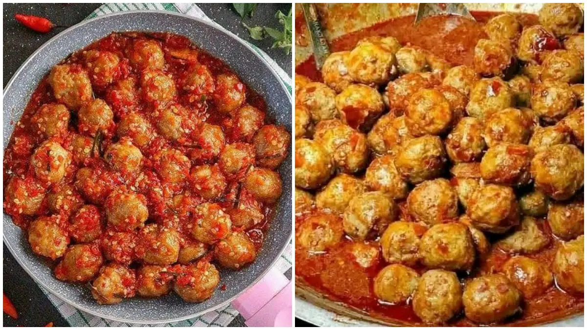 Ilustrasi resep camilan pentol mercon.