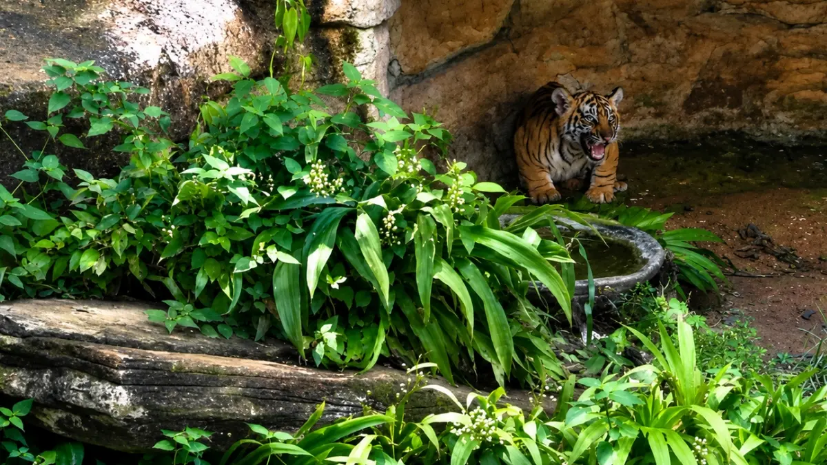Salah satu anak harimau yang ada di taman wisata Lembah Hijau. (Foto: Instagram @lembahhijau.id)