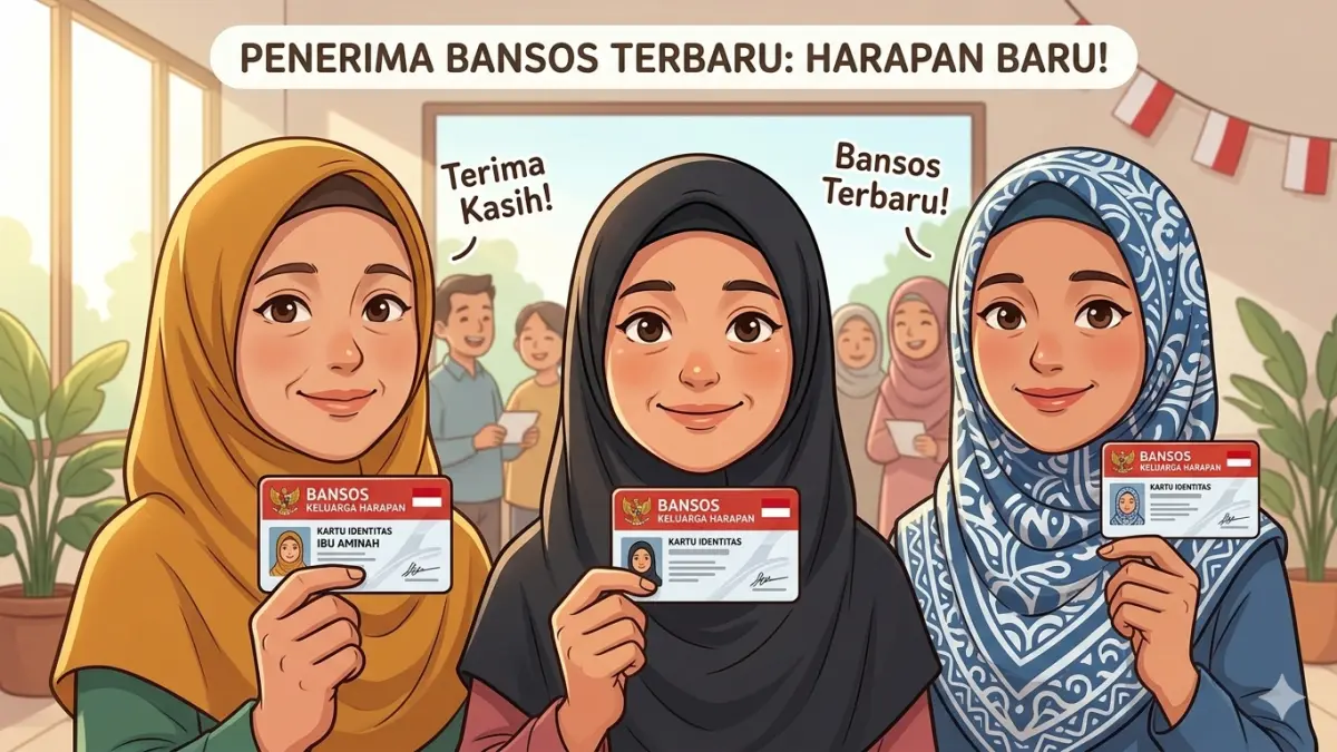 Ilustrasi penerima bansos gabungan. (Foto: YouTube Kemensos RI, diolah oleh Gemini AI)