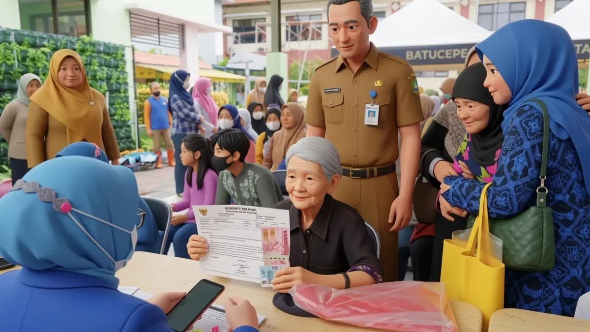 Ilustrasi Penyaluran Bansos PKH dan BPNT ke KPM. Foto: Instagram @kecbatuceper diperbarui oleh AI