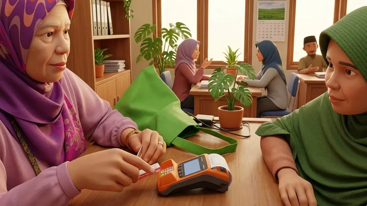 Ilustrasi Penyaluran Bansos kepada KPM. (Foto: Instagram @kelurahankotabaru.official diperbarui oleh AI)