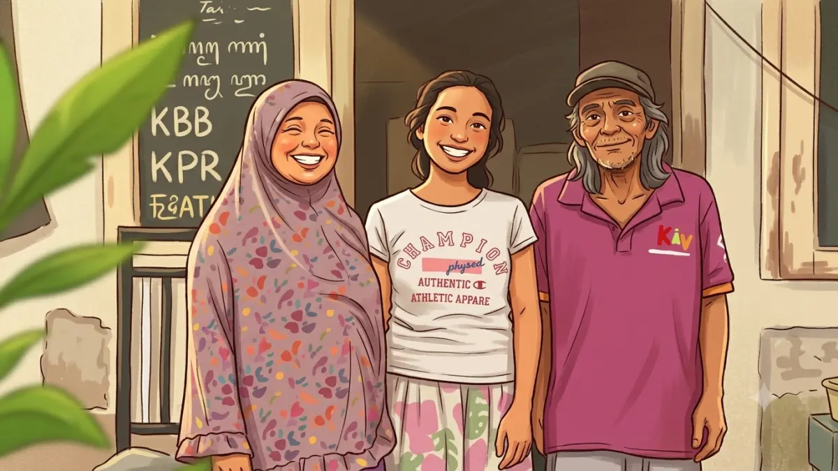 Ilustrasi siswa penerima PIP dan orang tuanya. (Foto: YouTube Kemensos RI/Diolah oleh Gemini AI)