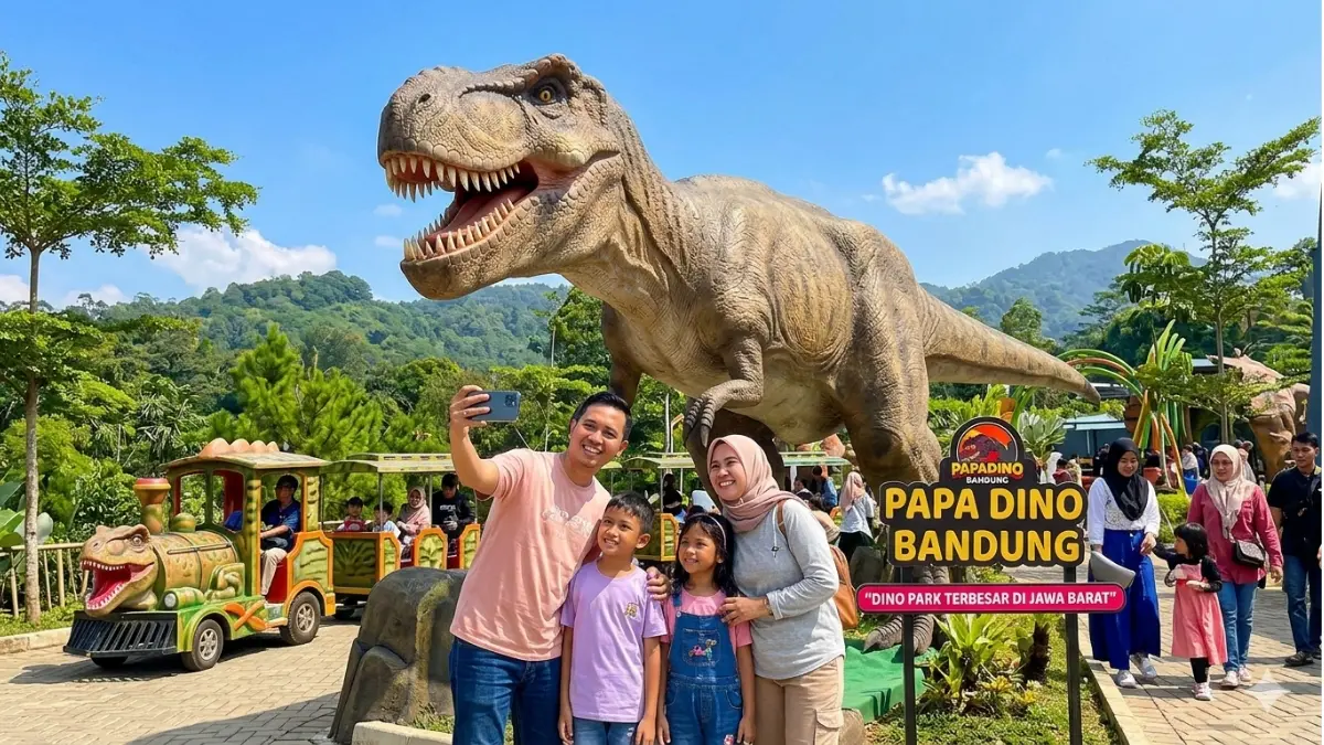 Ilustrasi wisata Papa Dino di Bandung. (Foto: Gemini AI)
