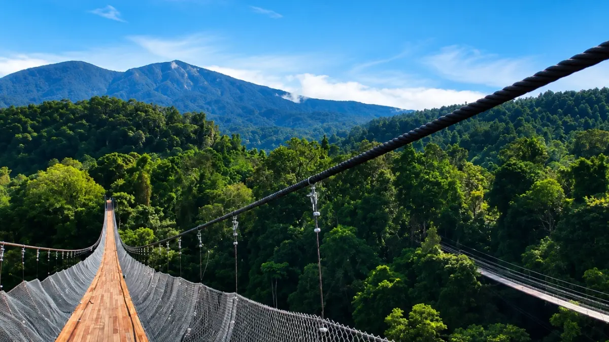Jembatan gantung situ gunung yang ada di Sukabumi. (Foto: Instagram @jembatangantungsitugnung)