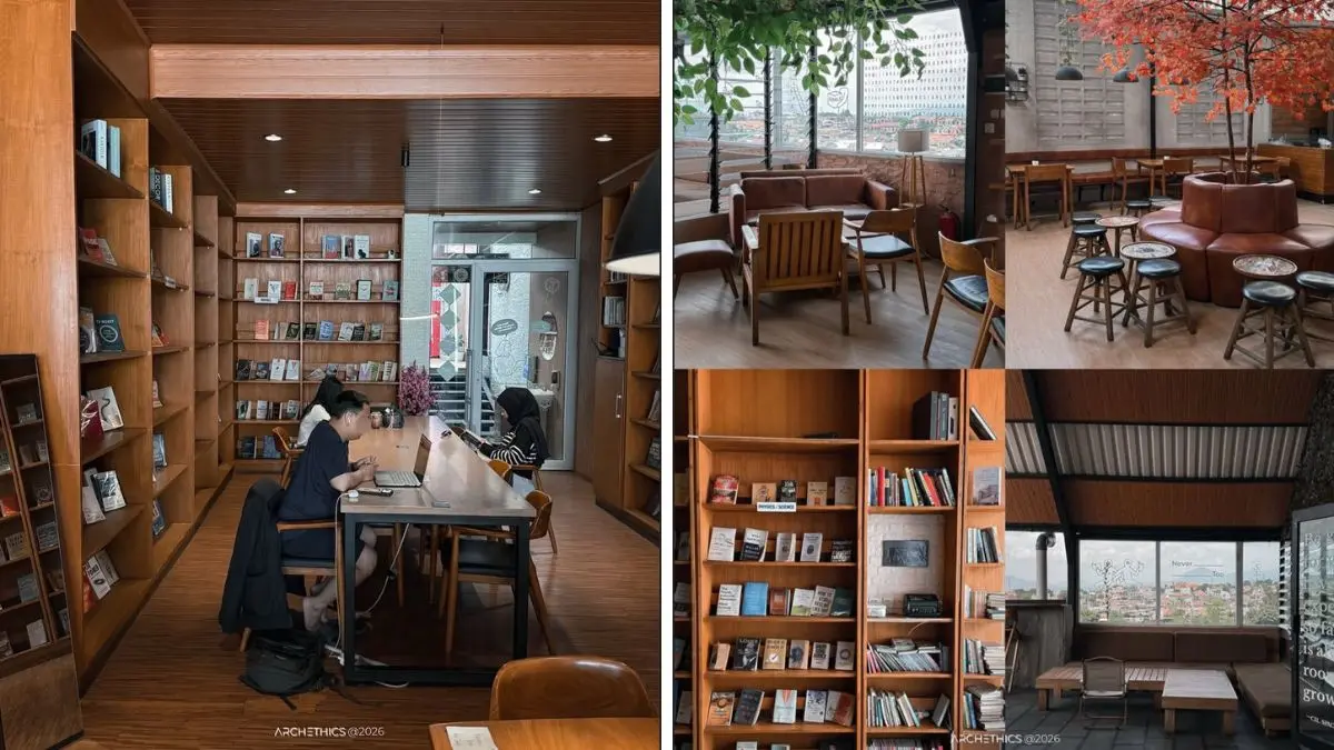 Salah satu library cafe di Bogor yang cocok buat nongkrong. (Foto: Instagram @archethics)