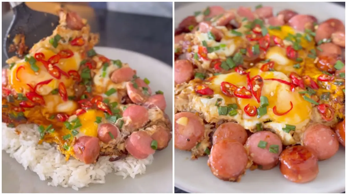 Tampilan Sausage with Eggs resep dari akun Instagram @riniandriyanii
