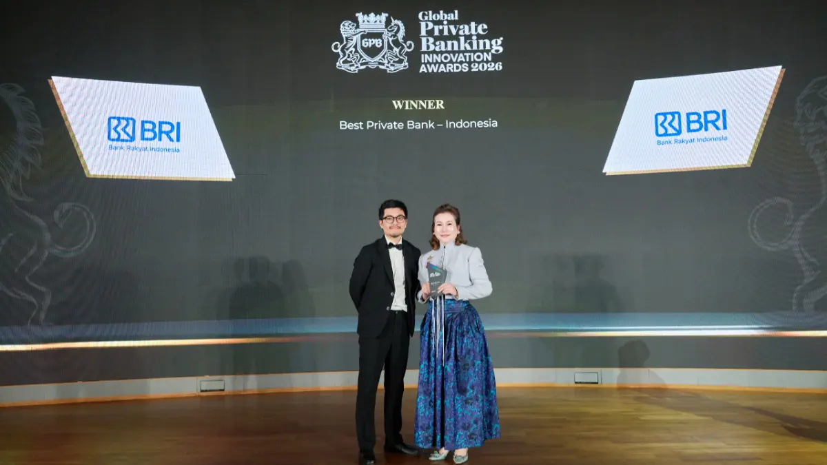 BRI meraih penghargaan Best Private Bank di Indonesia pada ajang Global Private Banking Innovation Awards 2026 yang digelar Global Private Banker di Singapura. (Dok. BRI)