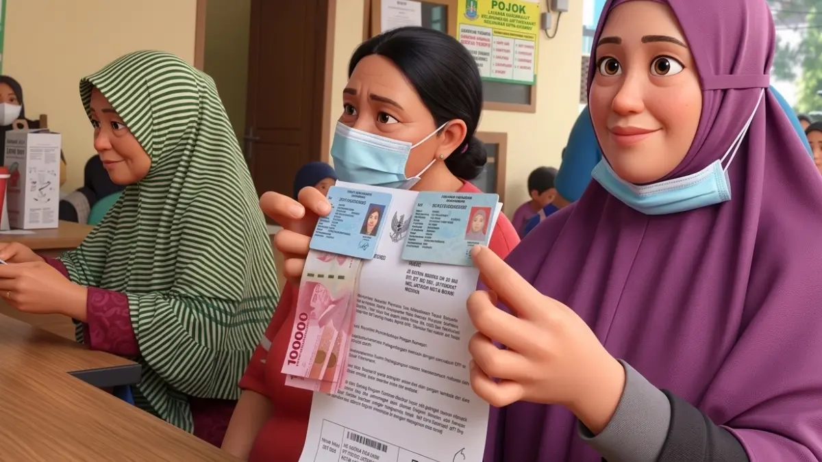 Ilustrasi penyaluran bansos PKH dan BPNT kepada KPM. (Foto: Instagram @kelurahan_jatikramat diperbarui oleh AI)