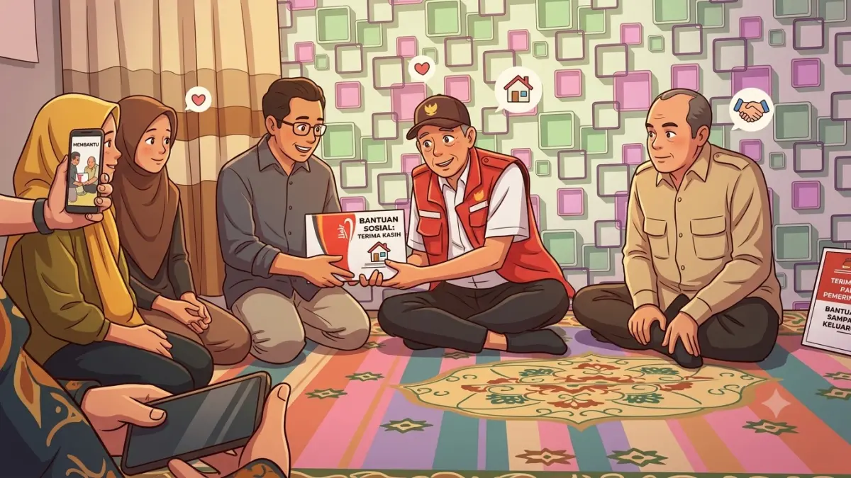 Ilustrasi hasil ground check bansos PKH BPNT ke KPM. Foto: Instagram @kemensosri diolah oleh Gemini AI
