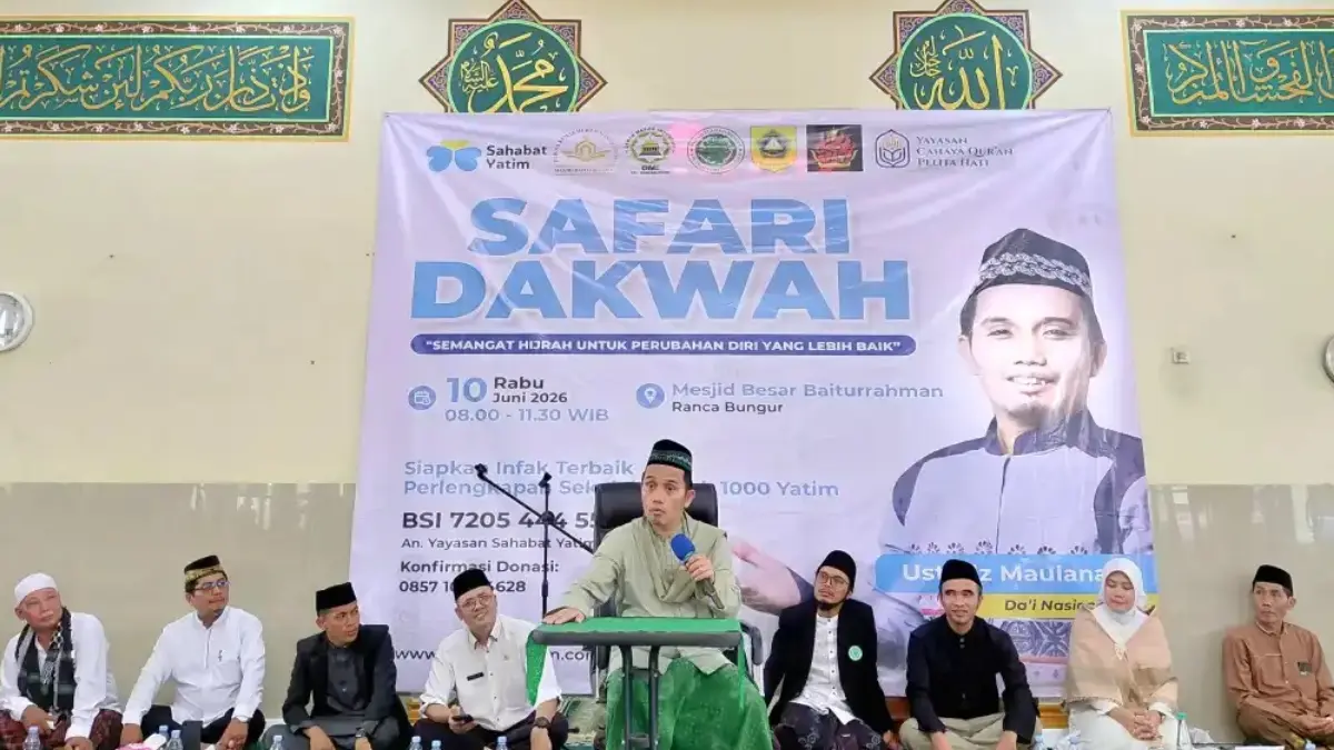 Ustaz Maulana saat mengisi rangkaian Hari Jadi Bogor (HJB) ke-544 di Kecamatan Rancabungur, Kabupaten Bogor. (Dok. Pemcam Rancabungur)