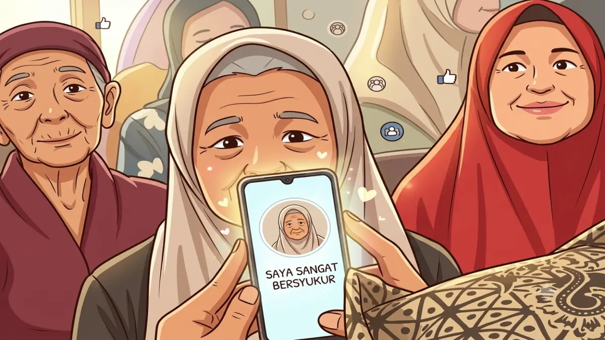 Ilustrasi KPM bansos mendapatkan kabar pencairan dana bantuan/Instagram @kemensosri/Diolah oleh Gemini AI