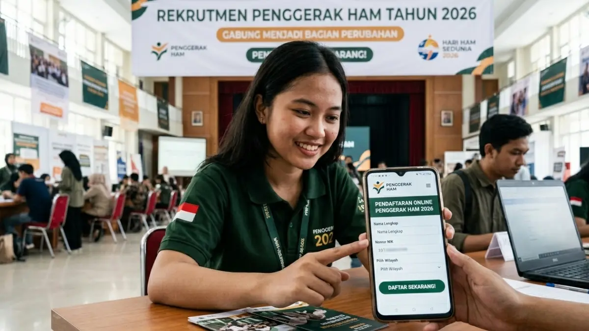 Ilustrasi pendaftaran Rekrutmen Penggerak HAM tahun 2026. (Foto: Gemini AI)