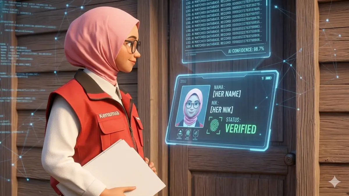 Ilustrasi penerapan data bansos menggunakan AI. (Foto: Instagram @kemensosri diolah oleh Gemini AI) 