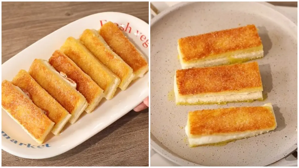 Resep Cheesy Caramel Toast Sticks dari akun Instagram @ichomecafe. (Foto :  Instagram @ichomecafe)