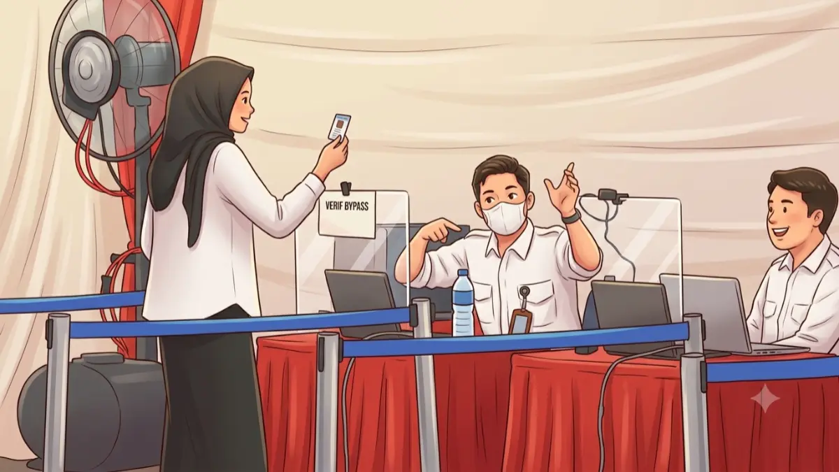Ilustrasi peserta seleksi Manajer Kopdes Merah Putih saat akan melaksanakan ujian tes. (Foto: bkn.go.id/Diolah dengan Gemini AI)