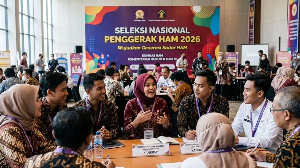 Ilustrasi sistem seleksi Rekrutmen Penggerak HAM tahun 2026. (Foto: Gemini AI)
