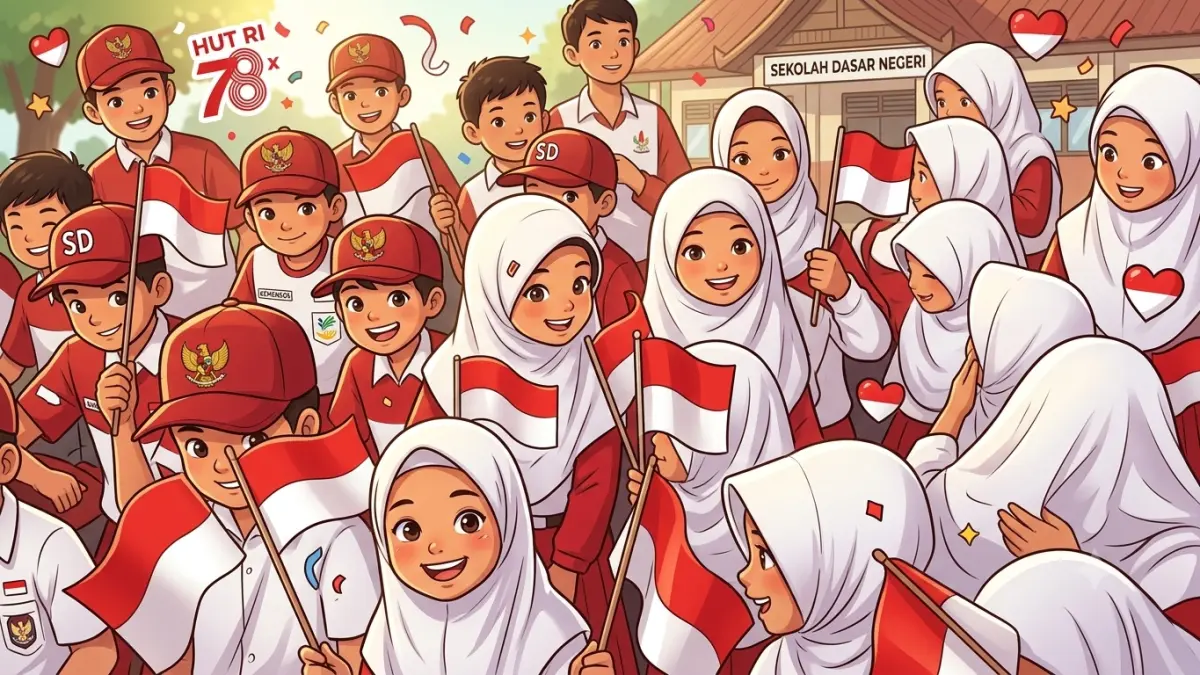 Ilustrasi siswa sekolah penerima bantuan PIP. (Foto: YouTube Kemensos RI/Diolah oleh Gemini AI) 
