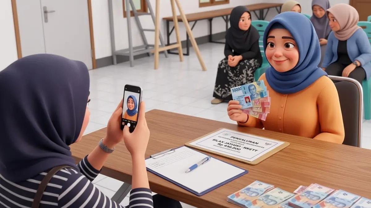 Ilustrasi penyaluran bansos PKH atau BPNT Tahap 2 untuk KPM (Instagram @desasindangpakuon diperbarui oleh Gemini AI)