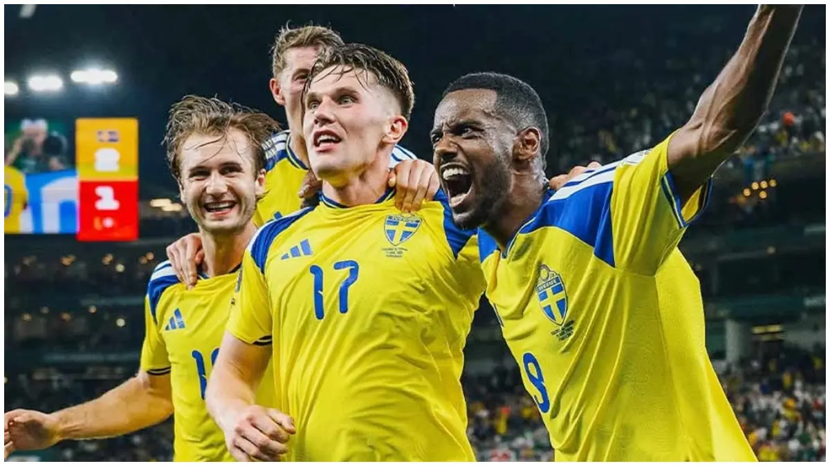 Selebrasi pemain Swedia usai menjebol gawang Tunisia di Piala Dunia 2026. (Foto : Facebook Svensk fotboll)