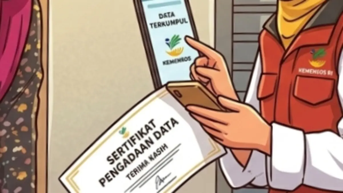 Ilustrasi pendataan KPM bansos. (YouTube Kemensos RI/Diolah oleh Gemini AI) 