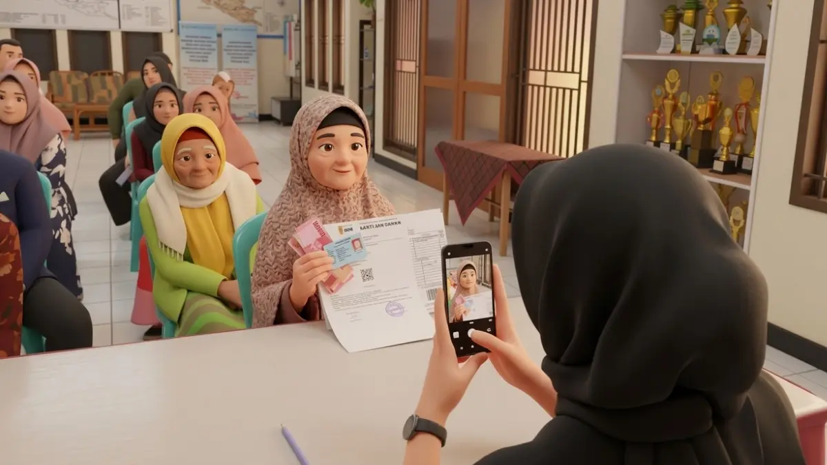 Ilustrasi penyaluran bansos PKH Tahap 2 dan BPNT untuk KPM (Instagram @desapadaluyu diperbarui oleh Gemini AI)