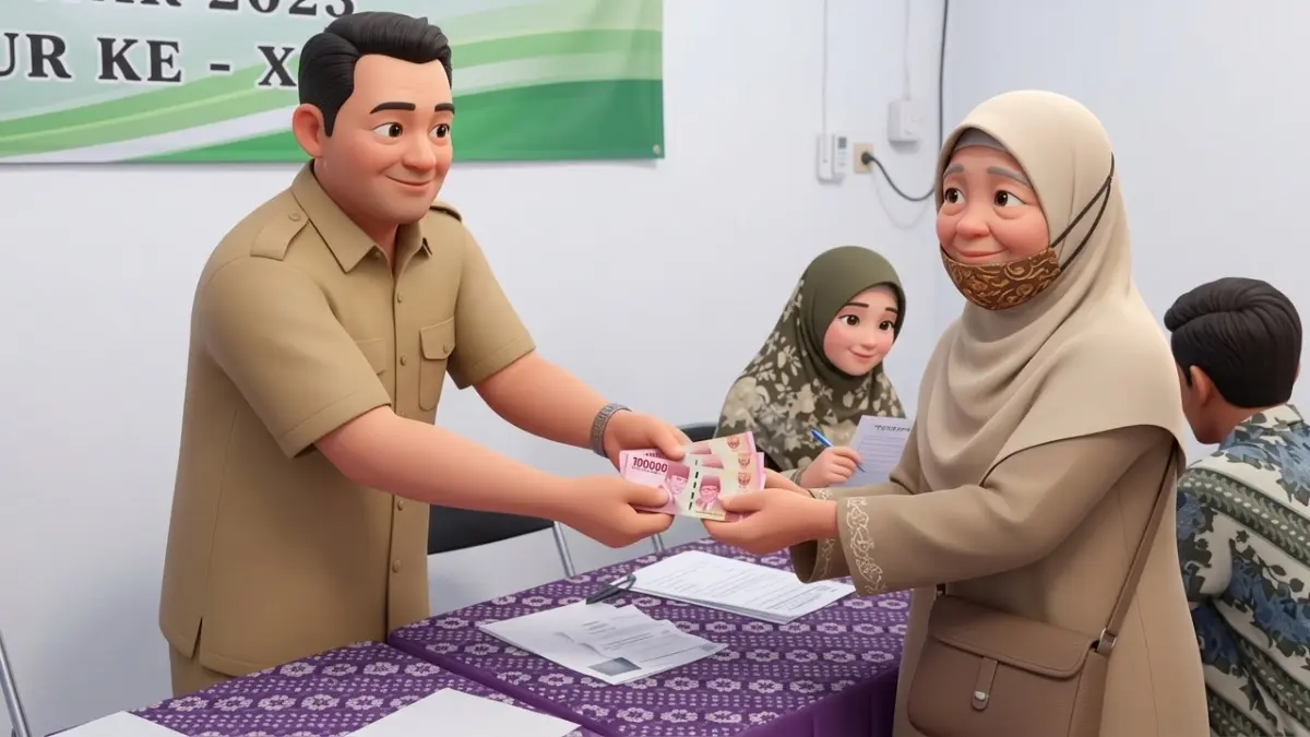 Ilustrasi penyaluran bansos PKH Tahap 2 untuk KPM (Instagram @kalurahan.banyuraden diperbarui oleh Gemini AI)