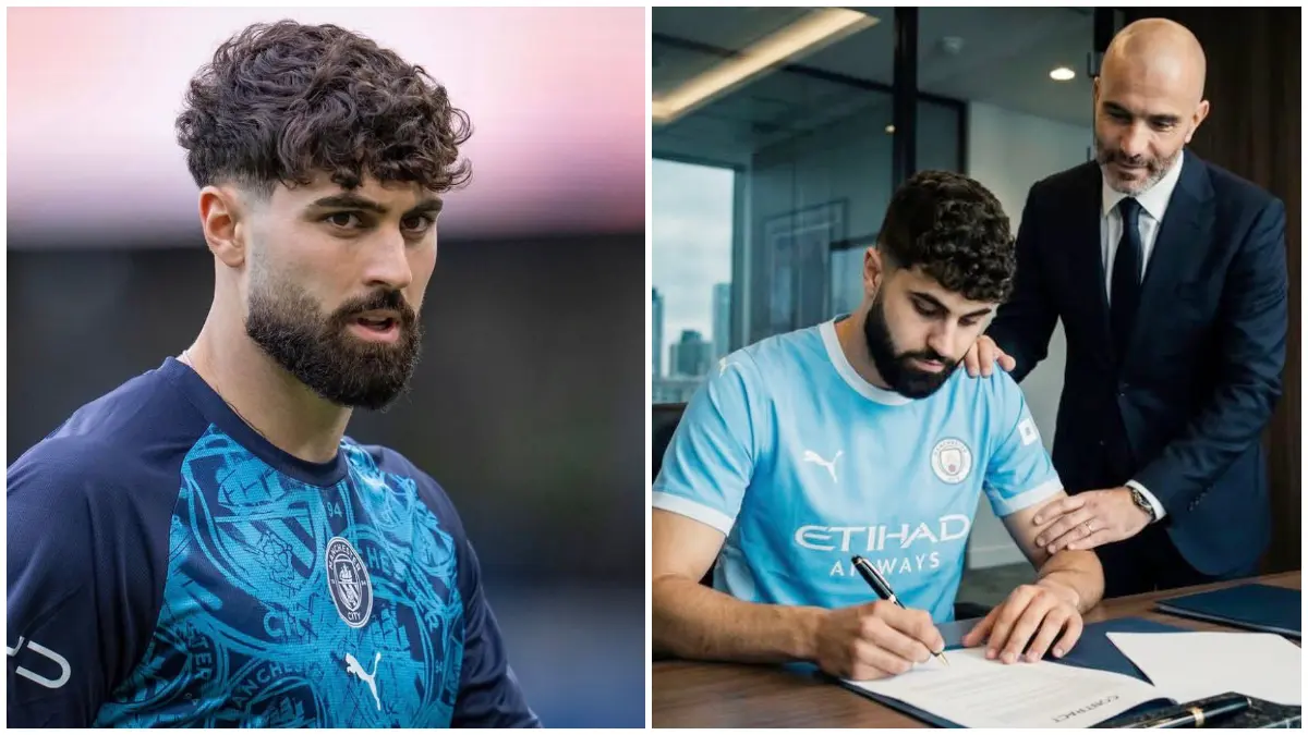 Josko Gvardiol resmi perpanjang kontraknya dengan Manchester City. Real Madrid pun gagal mendatangkannya ke Bernabeu. (Foto: Instagram @josko_gvardiol dan @fabriziorom)