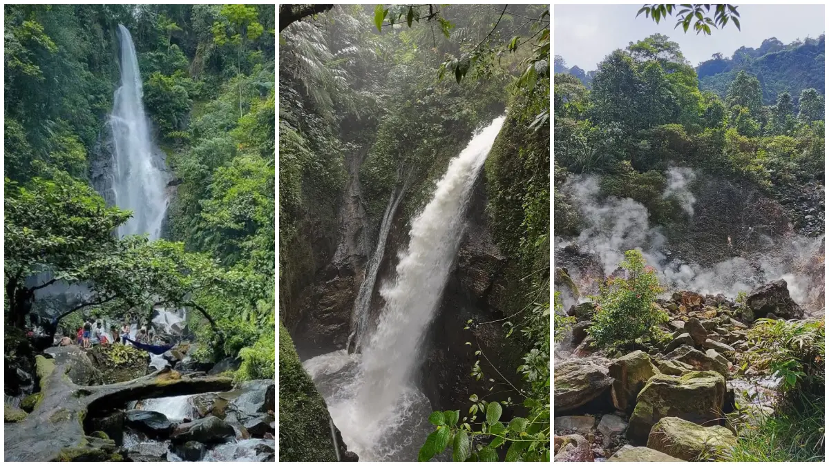 Rekomendasi wisata air terjun di Bogor yang cocok untuk healing. (Foto : tangkapan layar Instagram/@cikawah_adventuretrekking, @curug.cikaracak, @curugciampea, @curug.walet, @muteee04)