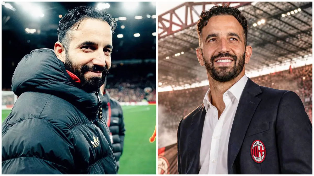 Ruben Amorim resmi jadi Pelatih AC Milan hingga 2028. (Foto: Instagram @fabriziorom dan X @utdfocusid)