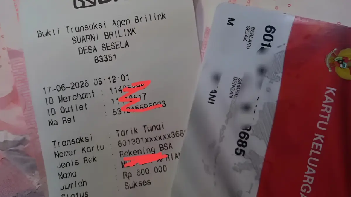Ilustrasi bukti pencairan bansos tahap kedua. (Foto: YouTube Arfan Saputra Channel)