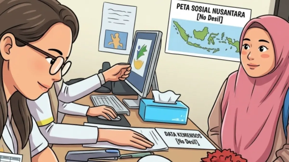 Ilustrasi penyaluran bansos non tunai ke KPM. (Instagram @kemensosri/Diolah oleh Gemini AI) 