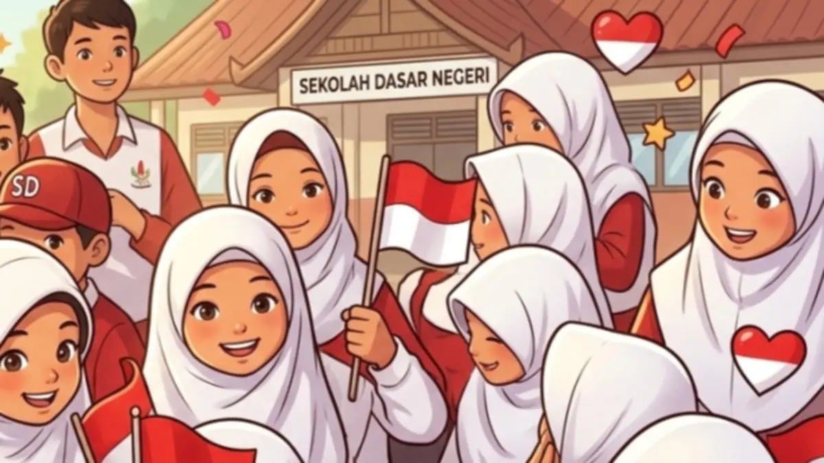 Ilustrasi penyaluran bantuan PIP siswa SD. (Instagram @kemensosri/Diolah oleh Gemini AI) 